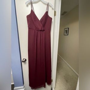 David's Bridal Chiffon Rhinestone Spaghetti Strap Bridesmaid Dress, Wine-Size 12